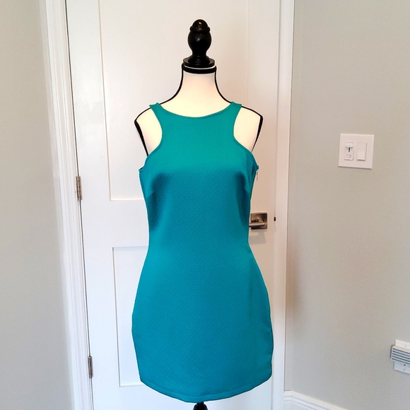 MNG Casual Mini dress with Side zipper Teal Size Medium - Picture 1 of 5